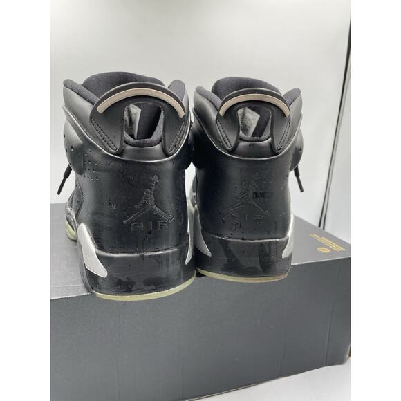 Air Jordan 6 Retro Mid Shoes Mens Black Metallic Silver Chrome Nike Size 9.5 main image 4